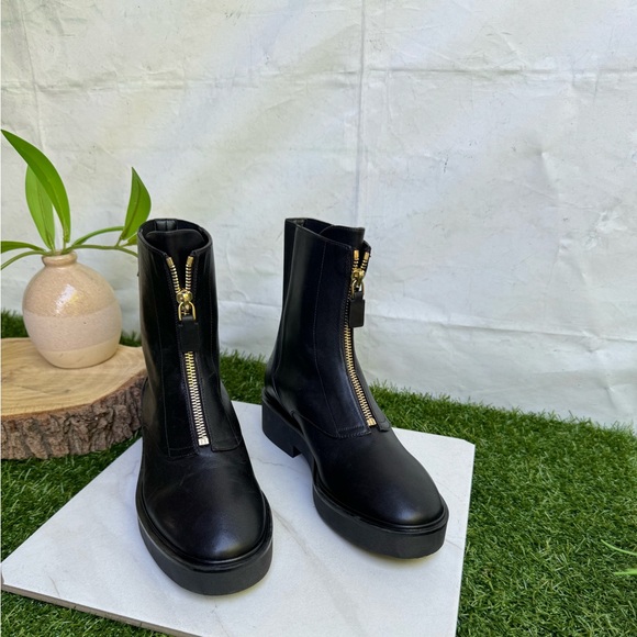 Stuart Weitzman Women 5 Lodge Boots Black Leather Bootie Zip Platform NWOT - Picture 4 of 14